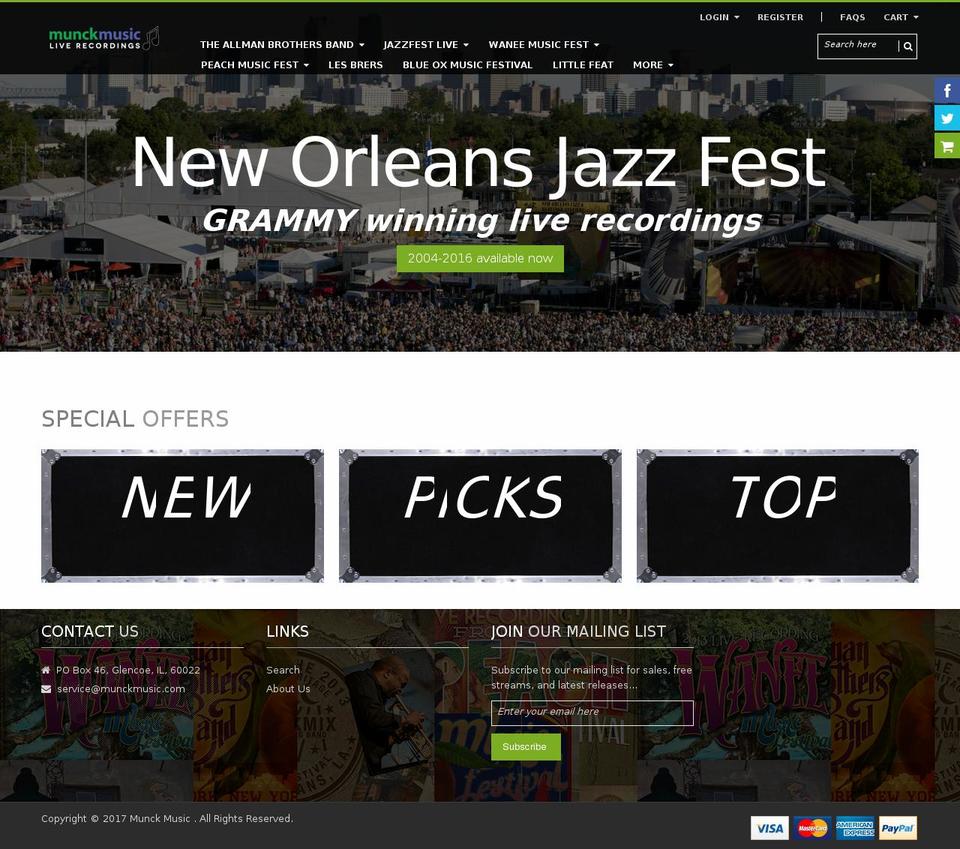 munckmusic.com shopify website screenshot