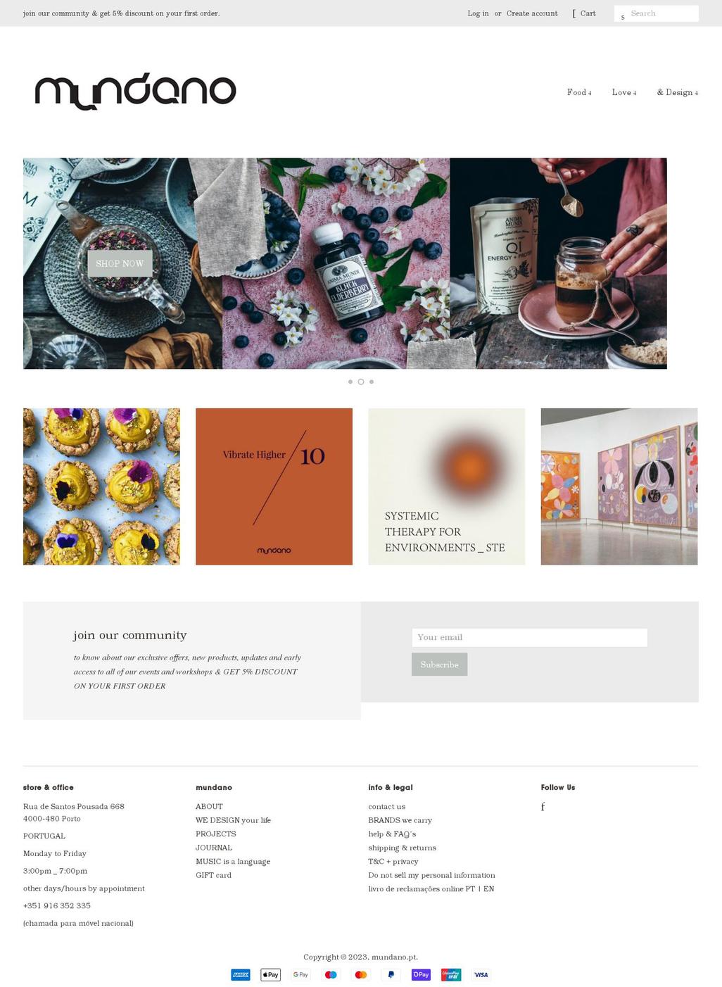 mundano.pt shopify website screenshot