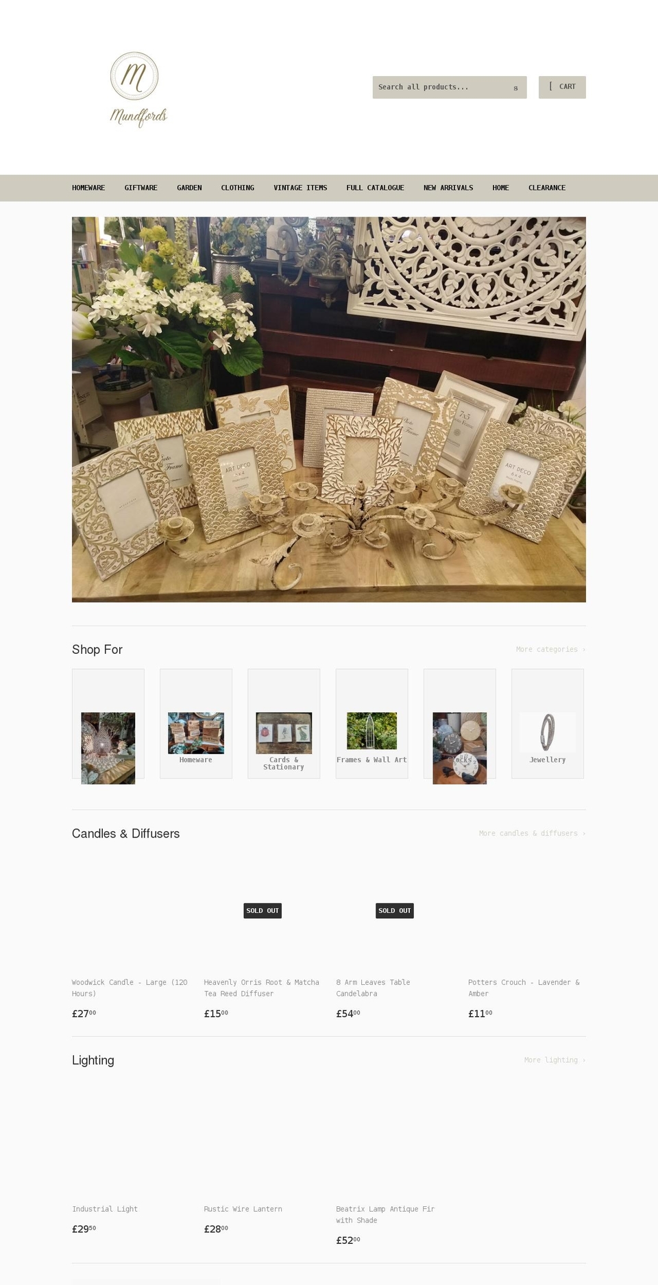 mundfords.co.uk shopify website screenshot