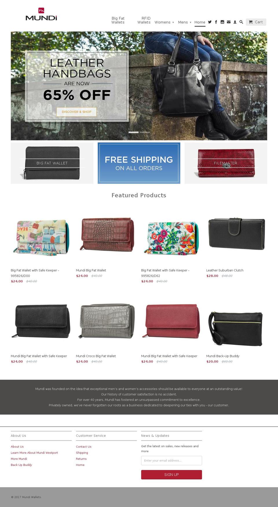 mundiwallets.com shopify website screenshot