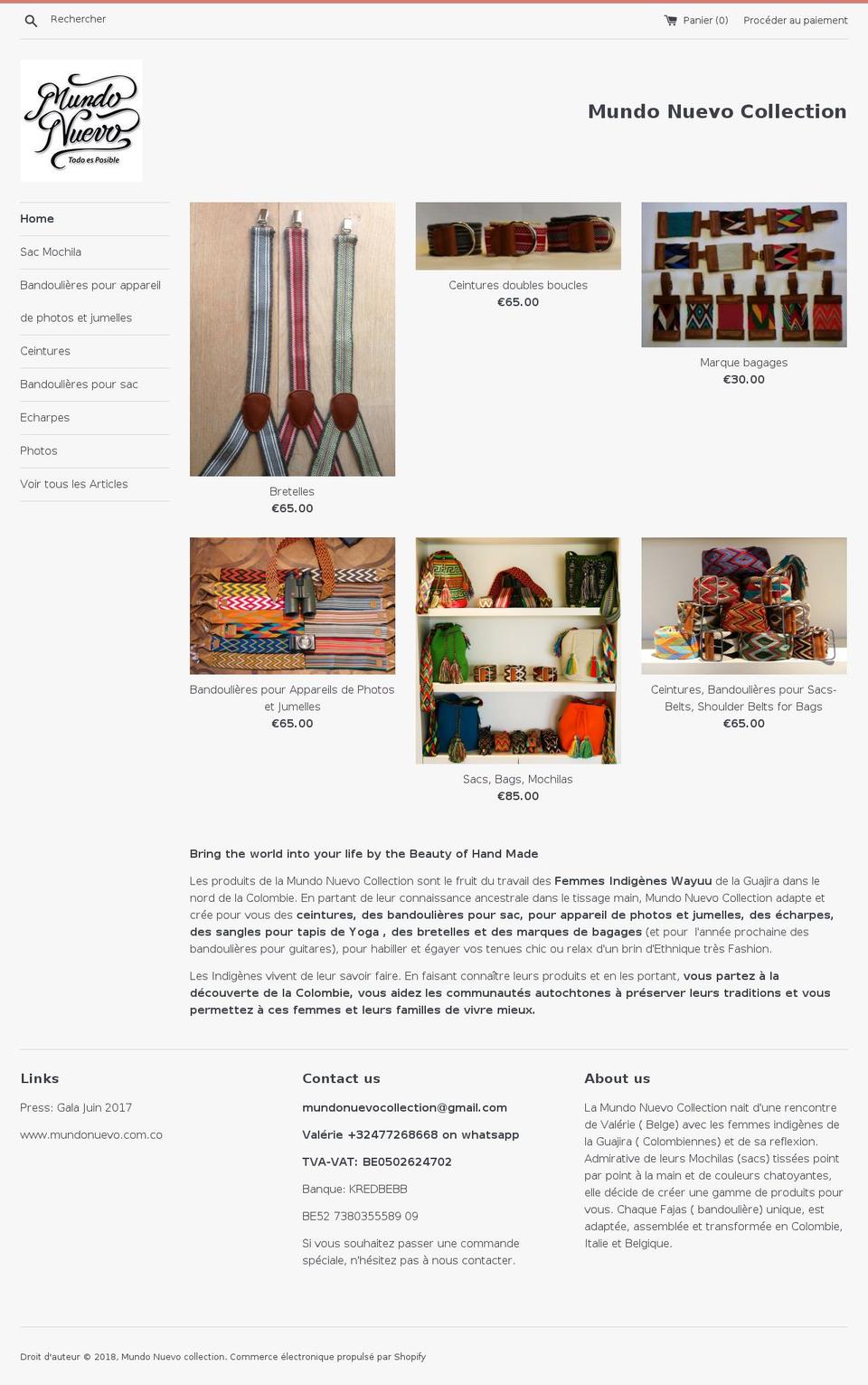 mundonuevocollection.com — Shopify storefront screenshot
