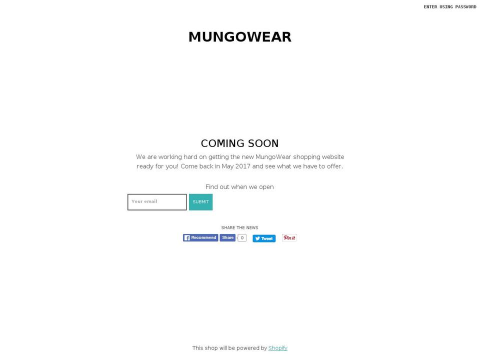 mungowear.com shopify website screenshot