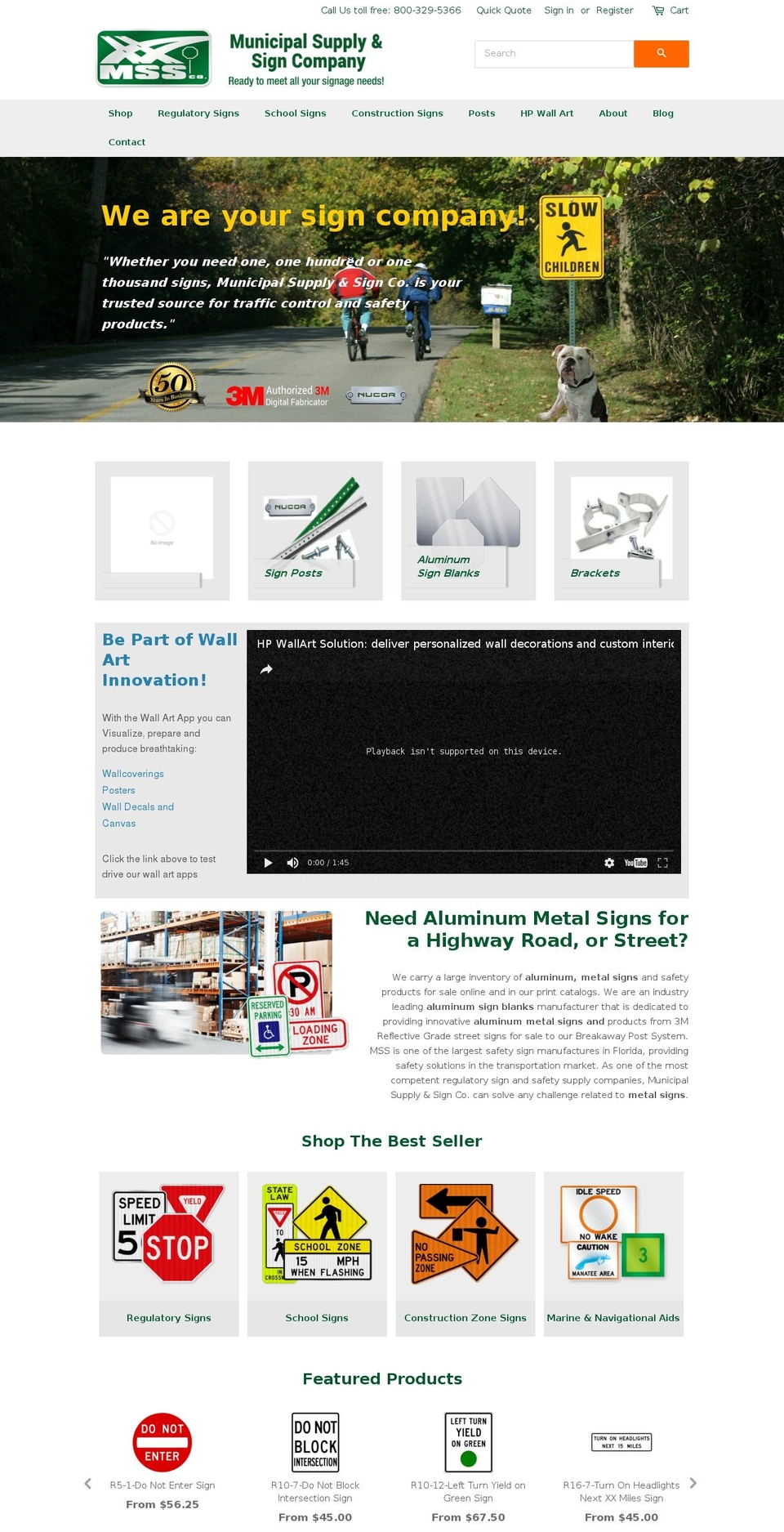 municipalsigns.com shopify website screenshot