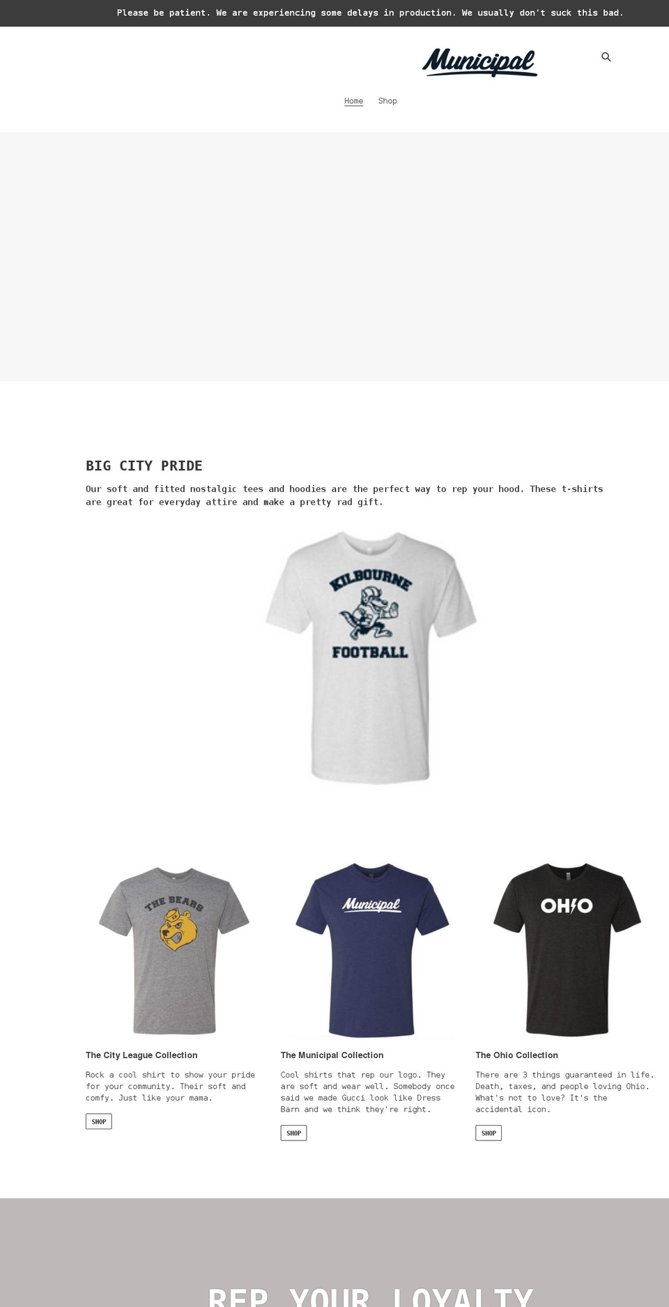 municipalstreetwear.com shopify website screenshot