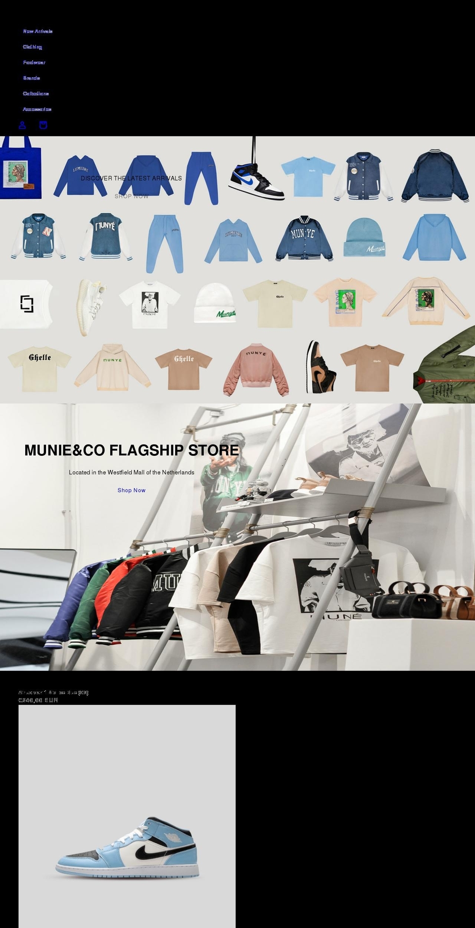 munieandco.com shopify website screenshot