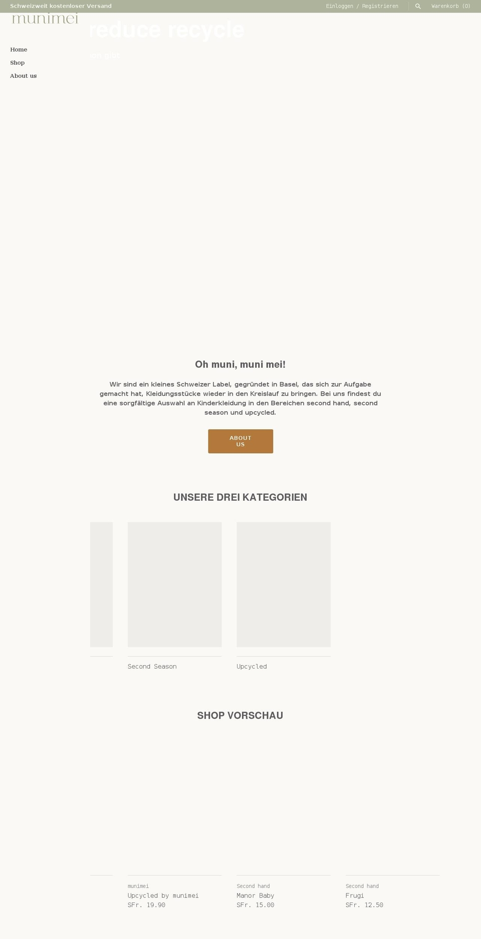 munimei.ch shopify website screenshot