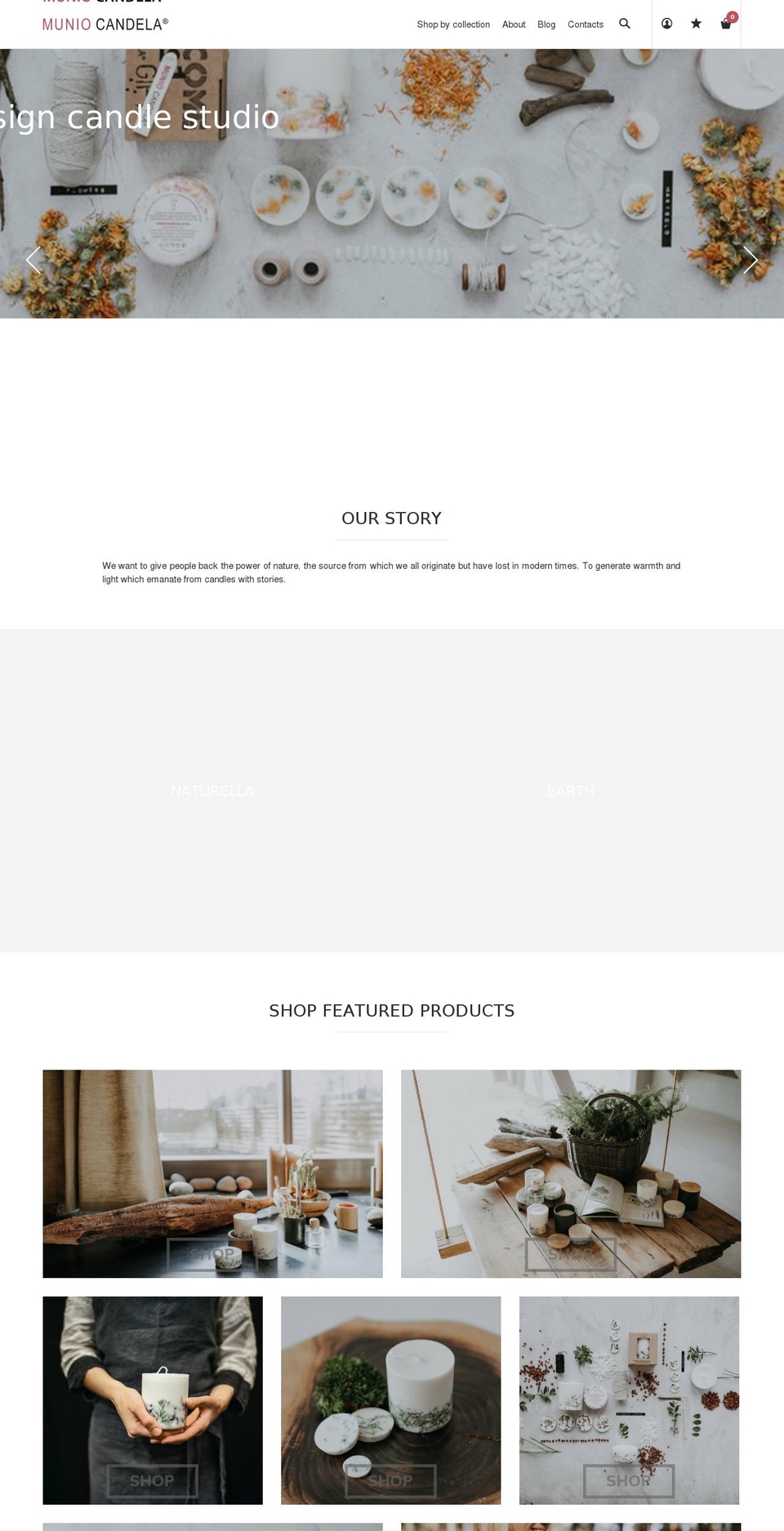 muniocandela.eu shopify website screenshot