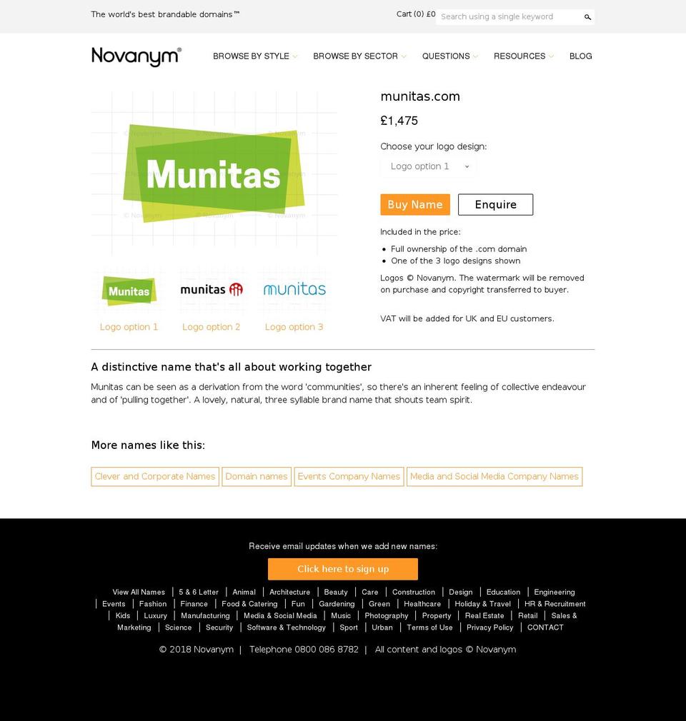 munitas.com — Shopify storefront screenshot