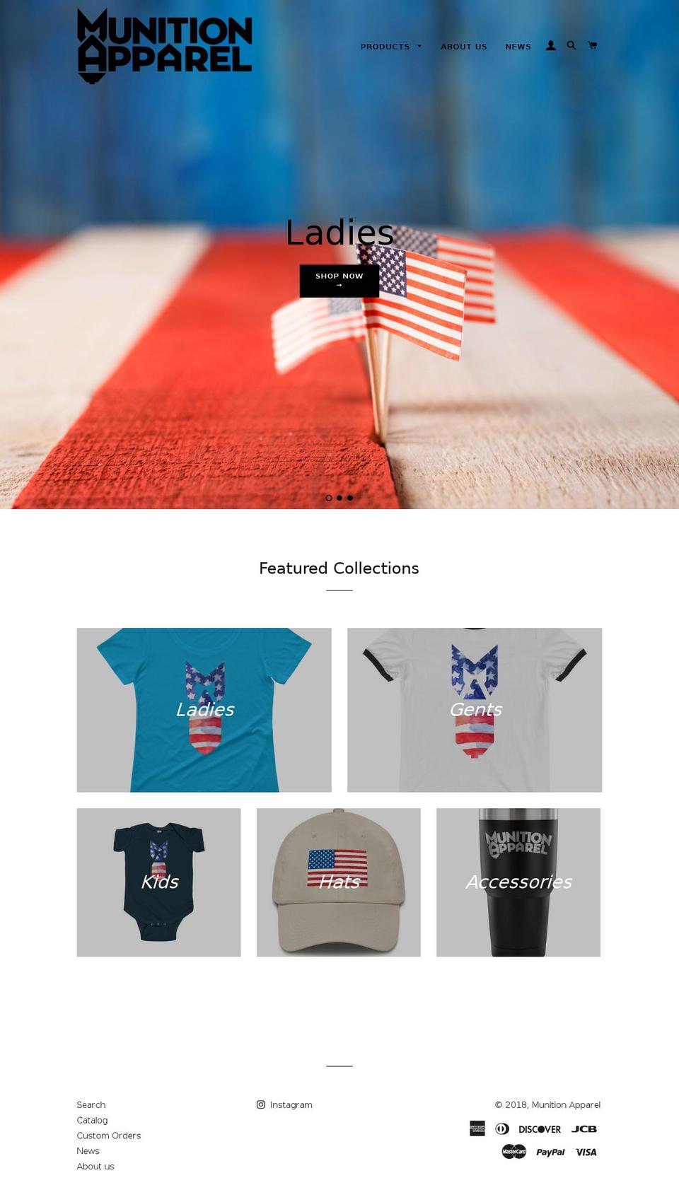 munitionapparel.com shopify website screenshot