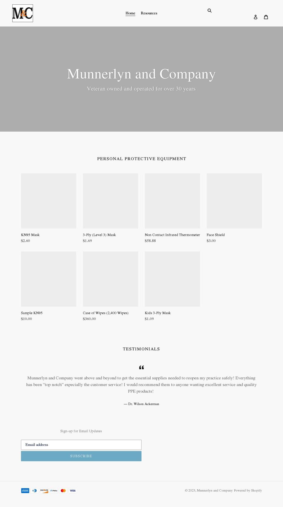 munnerlynandcompany.com shopify website screenshot