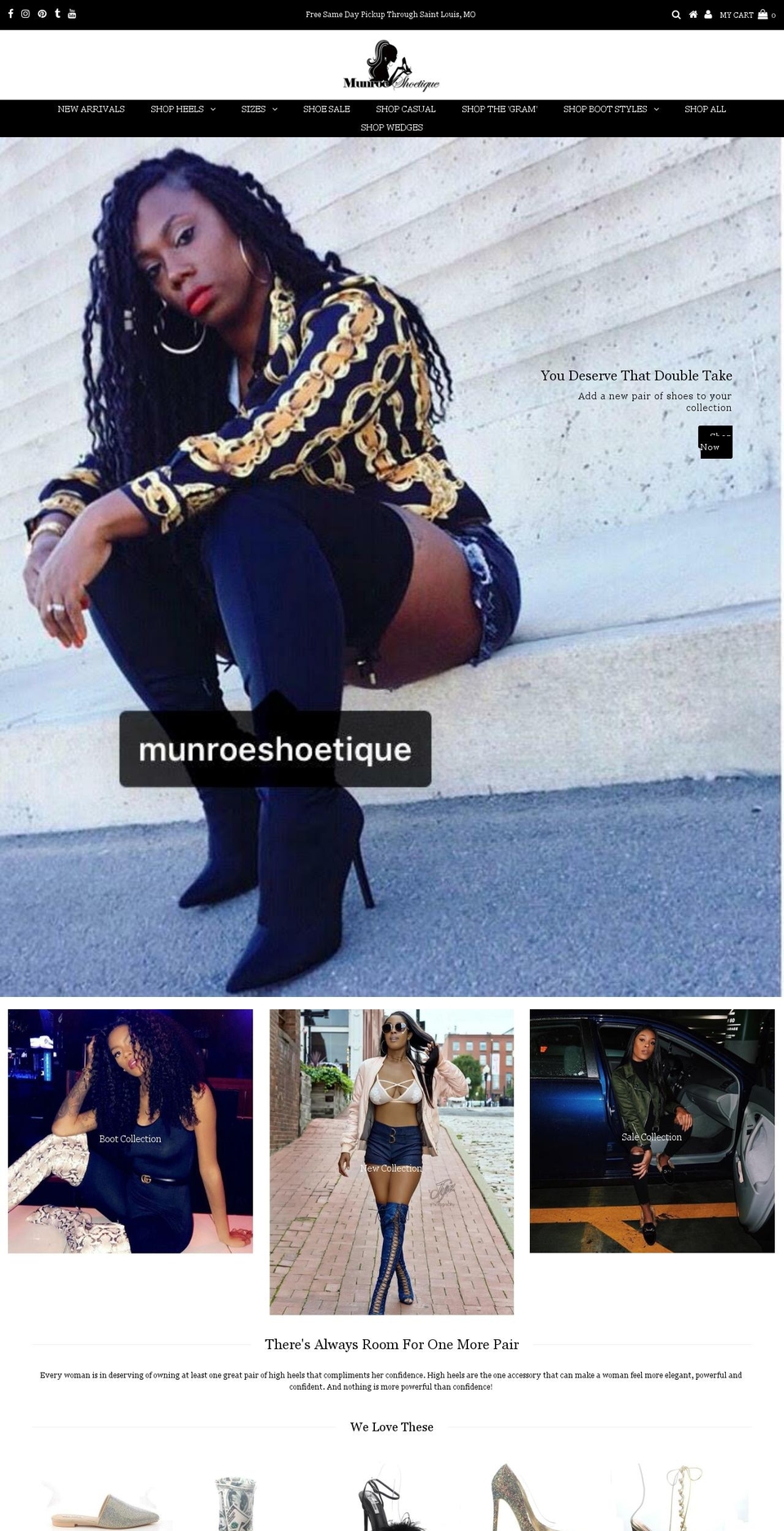 munroeshoetique.com shopify website screenshot