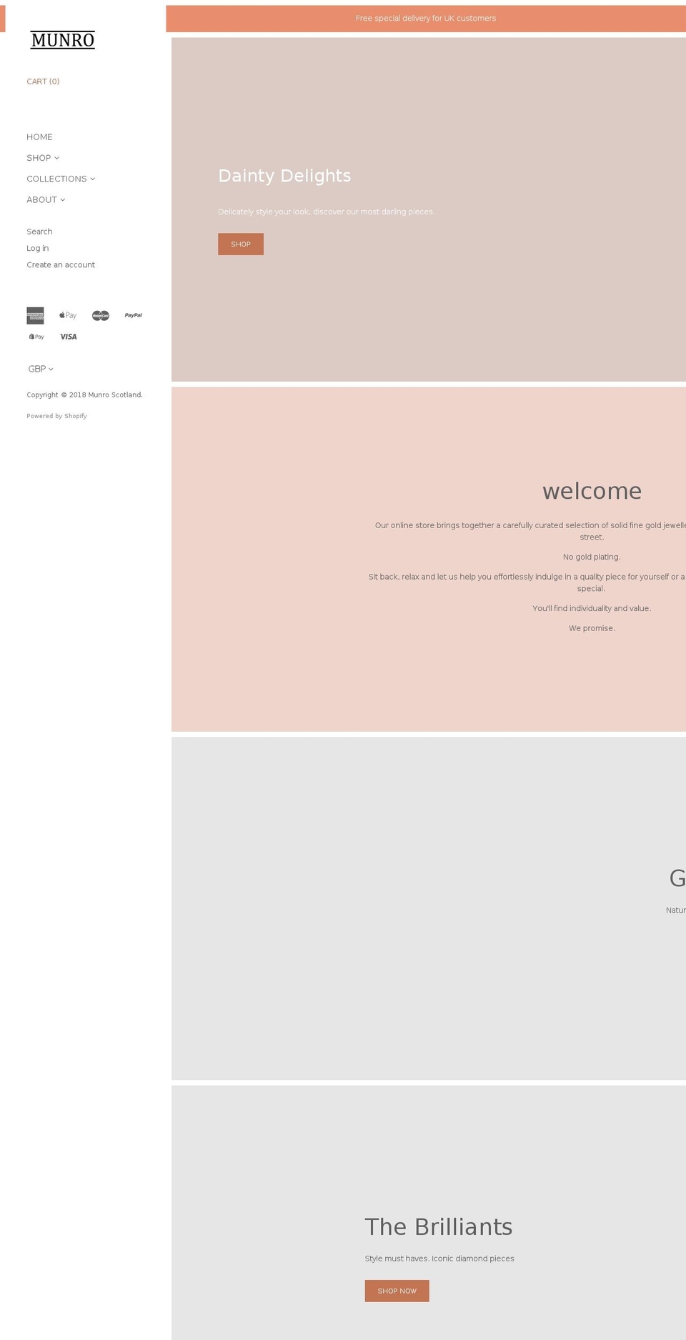 New Vogue Shopify theme site example munroscotland.com