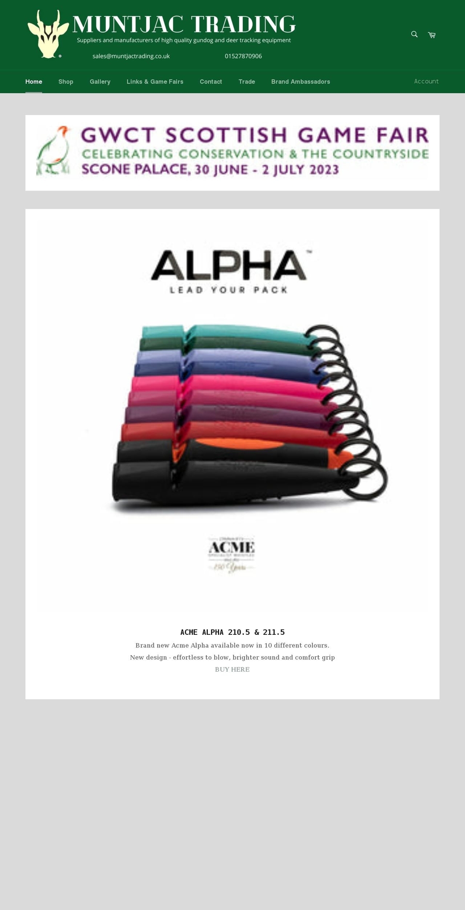 muntjac-trading.myshopify.com — Shopify storefront screenshot