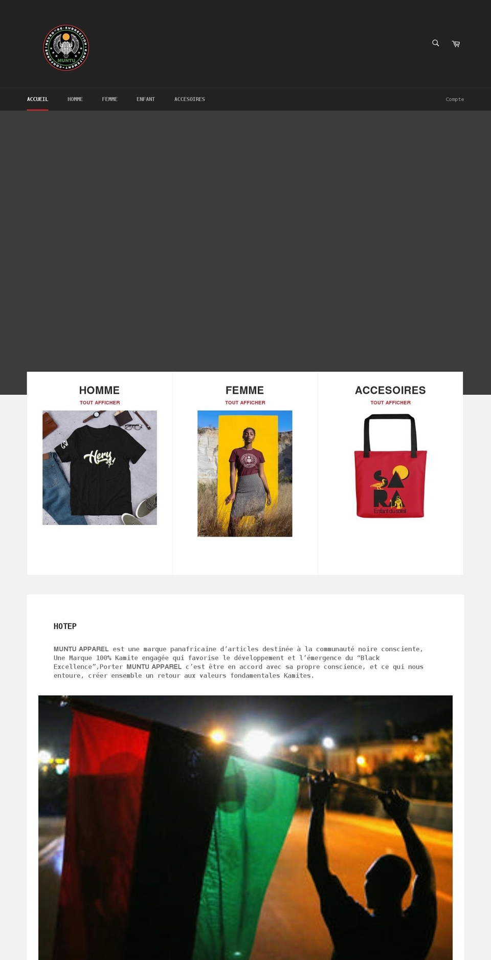muntuapparel.com shopify website screenshot