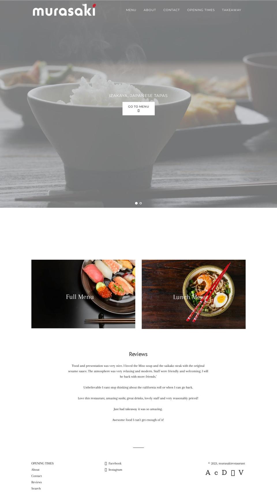 murasakirestaurant.co.uk shopify website screenshot