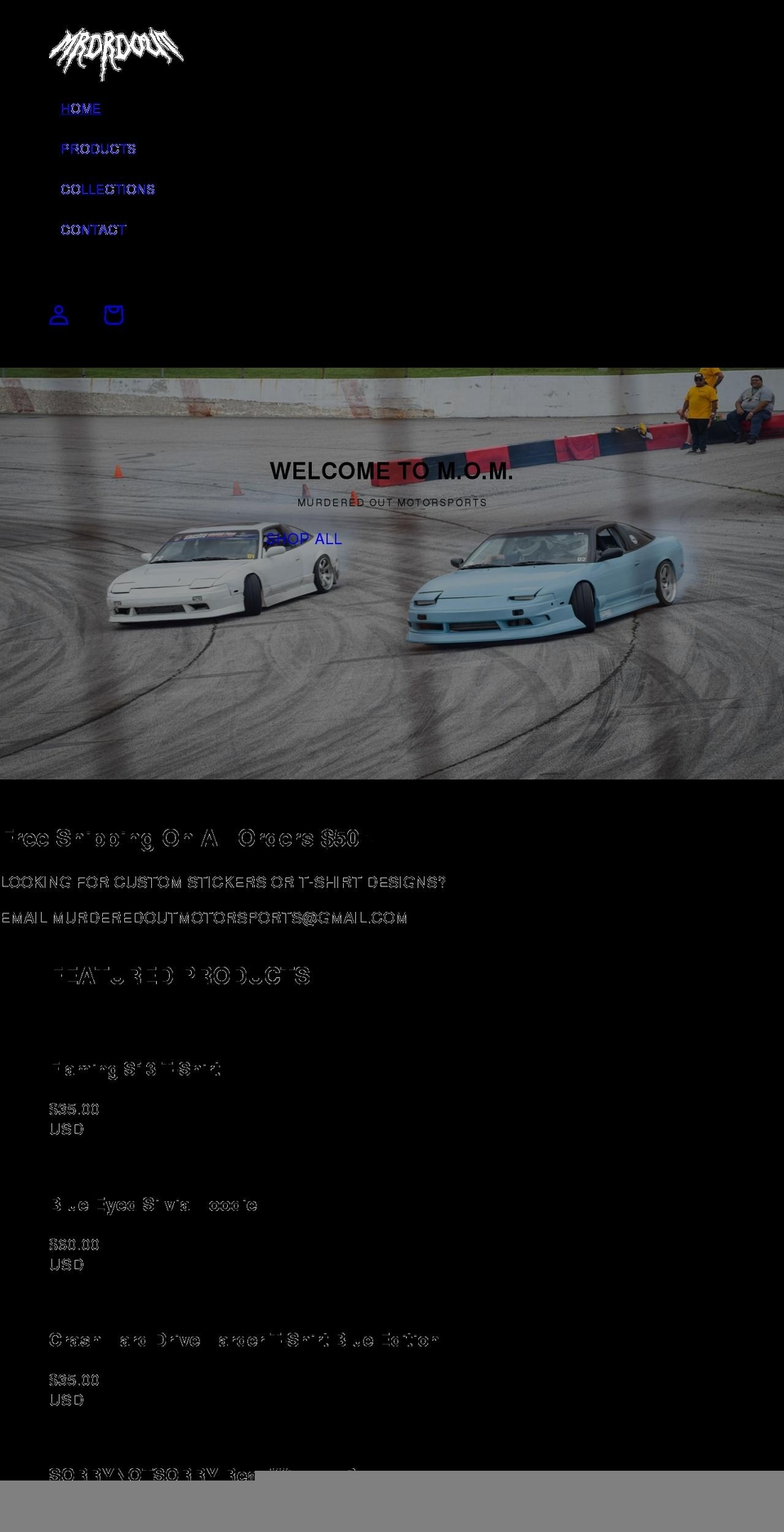 murderedoutmotorsports.com shopify website screenshot