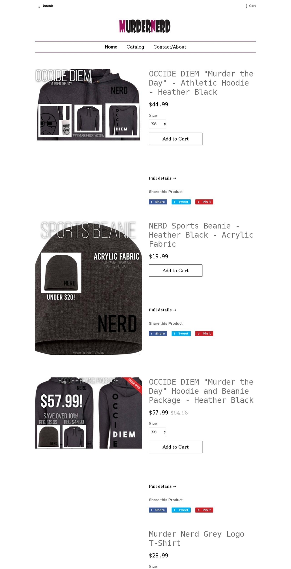 murdernerdfitness.com shopify website screenshot