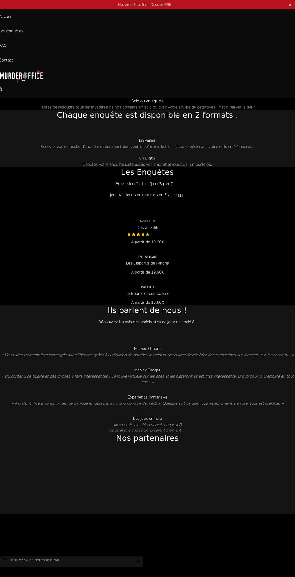 murderoffice.com shopify website screenshot