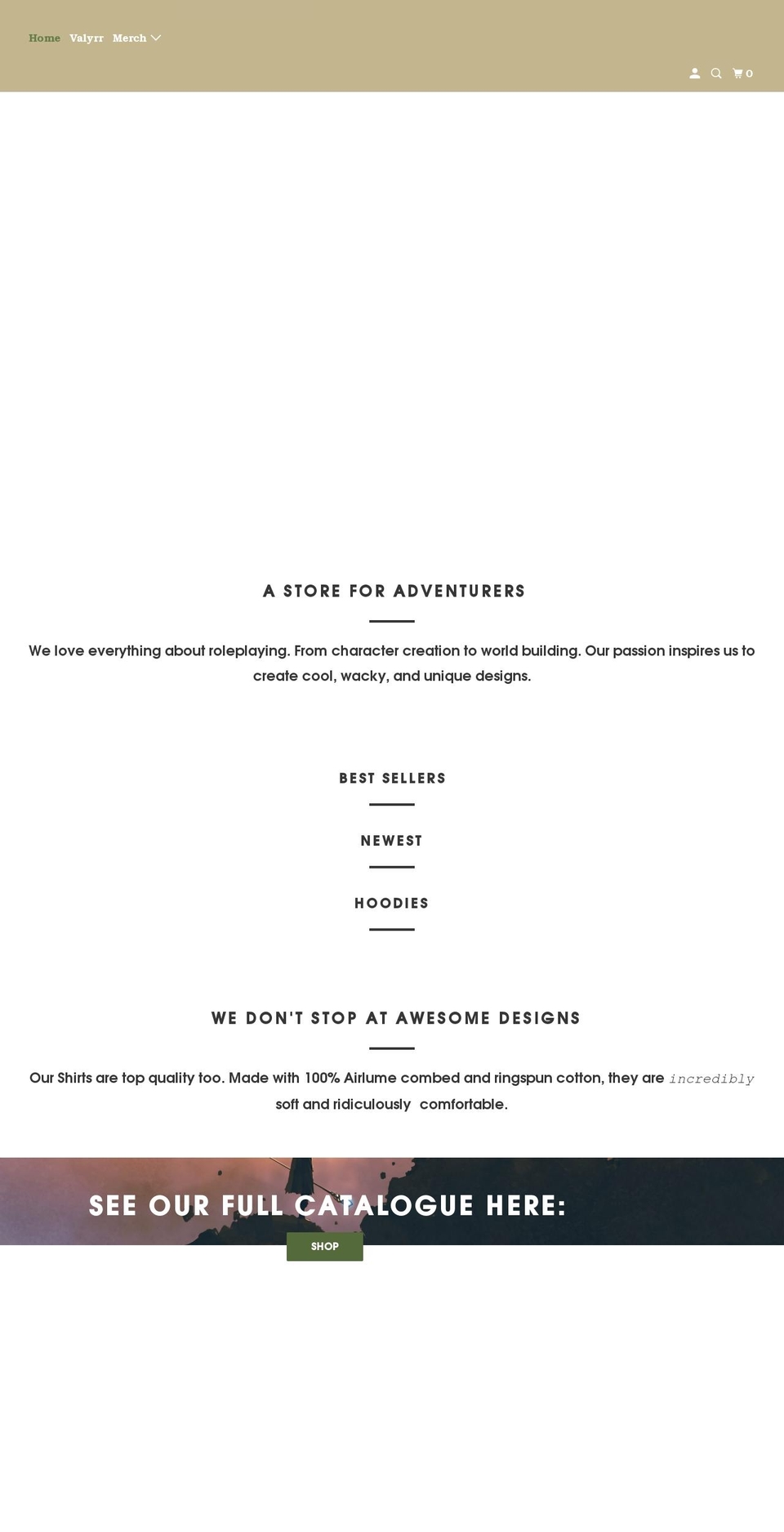 murderousonerpgs.com shopify website screenshot