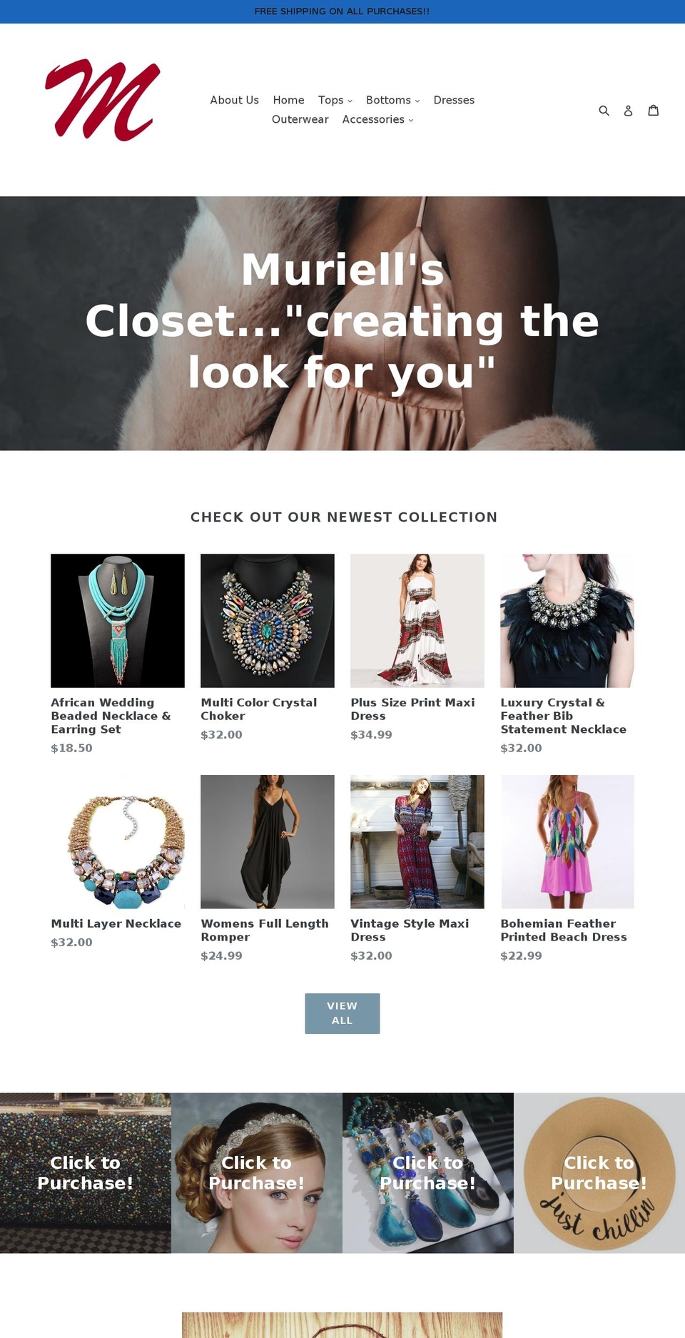 muriellscloset.com — Shopify storefront screenshot