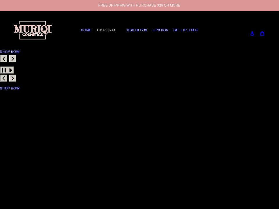 muriqicosmetics.com shopify website screenshot