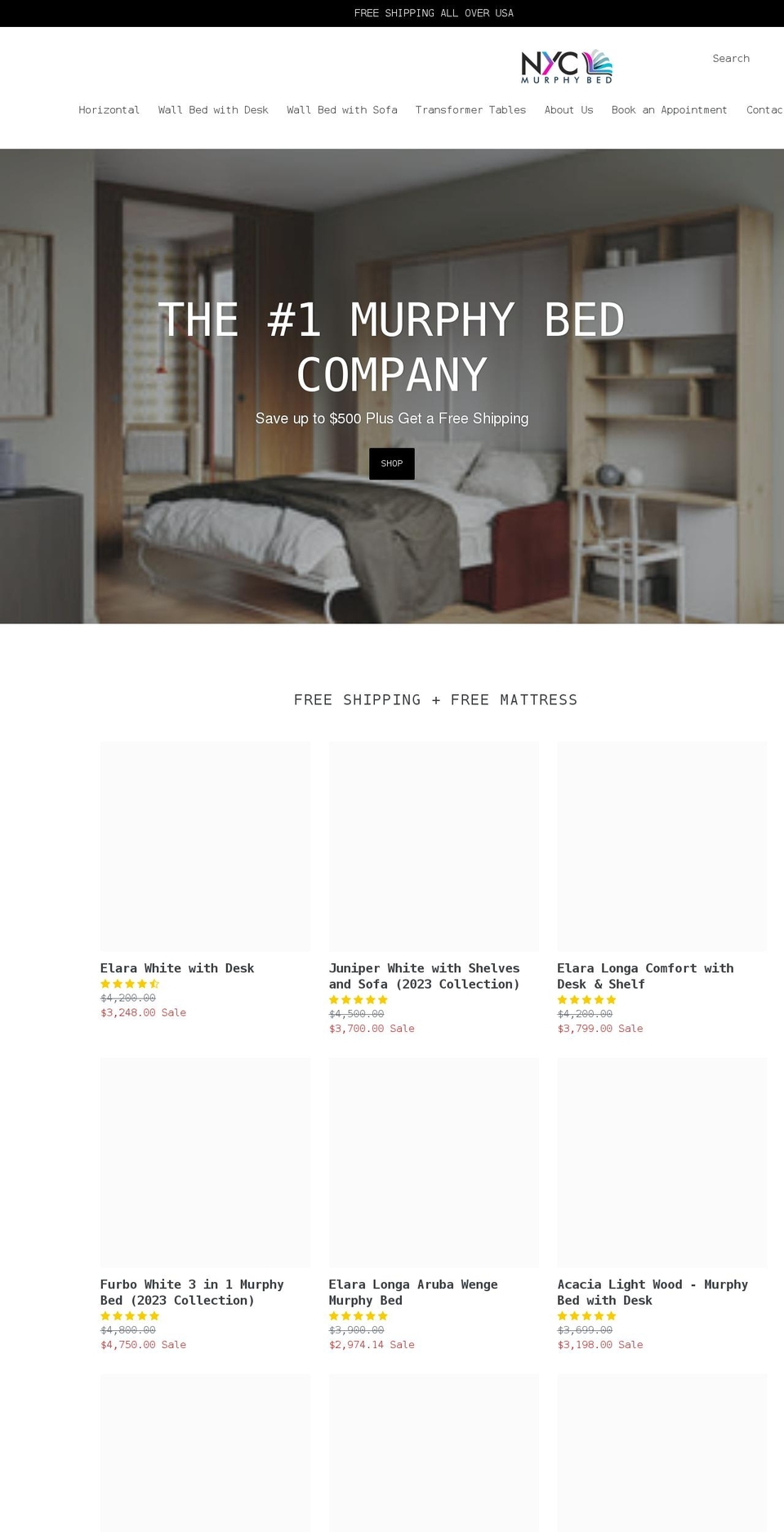 Optimization BT Shopify theme site example murphybednyc.com