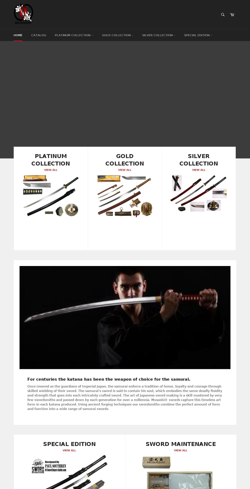musashiswords.com — Shopify storefront screenshot