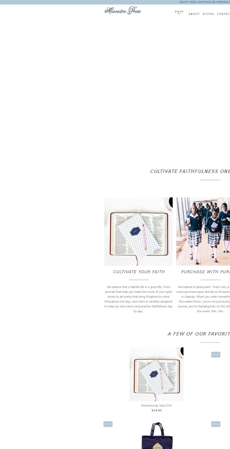 muscadinepress.com — Shopify storefront screenshot
