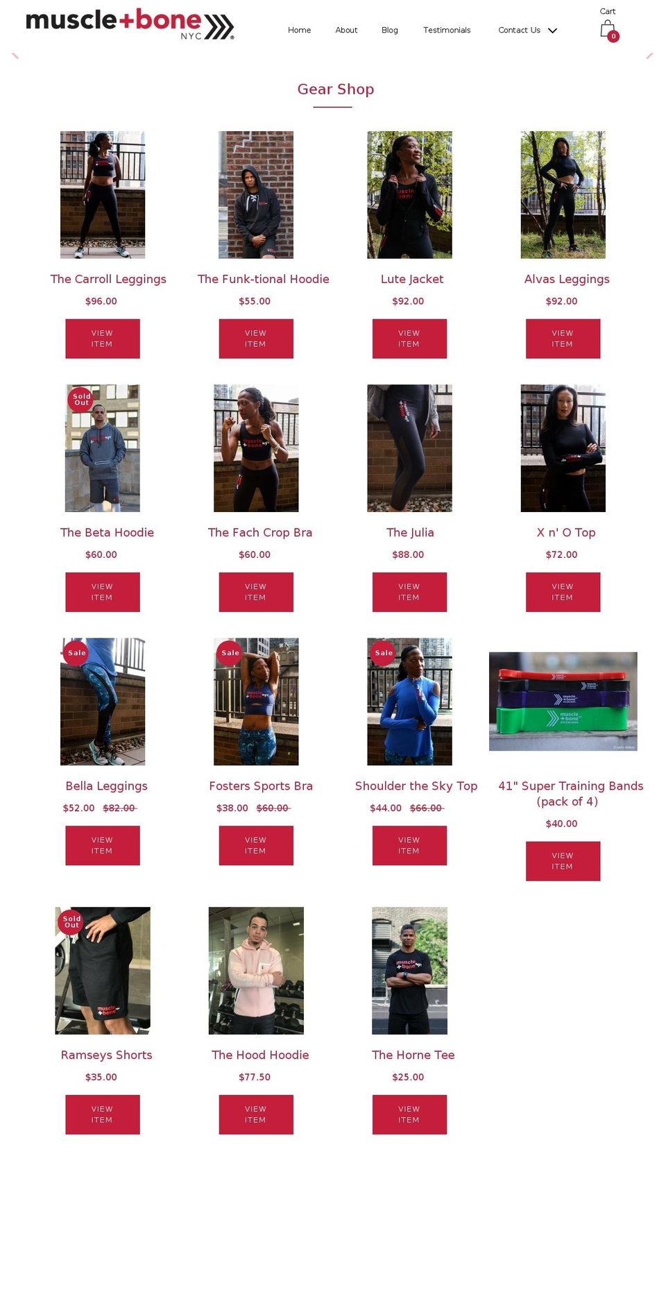 muscleandbonenyc.com shopify website screenshot