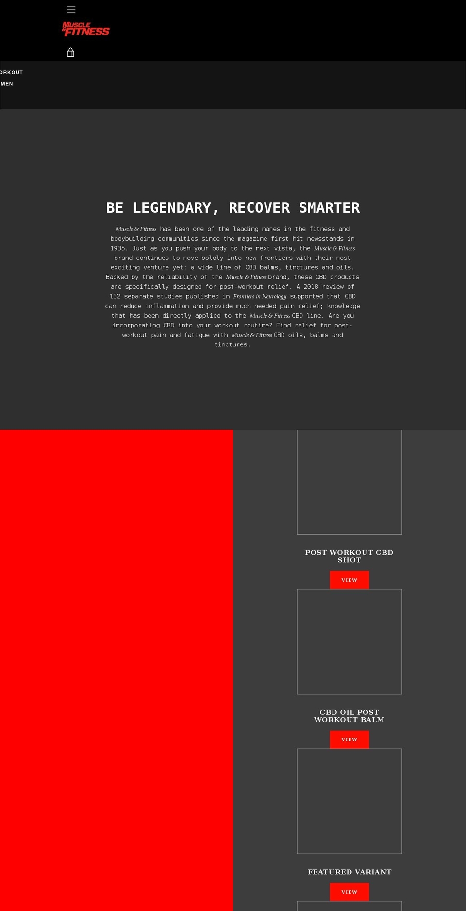muscleandfitnesscbd.com shopify website screenshot
