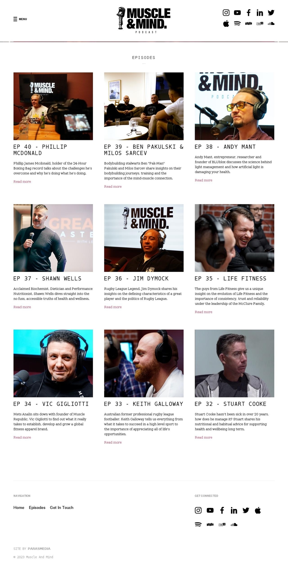 PARASMEDIA Shopify theme site example muscleandmindpodcast.com