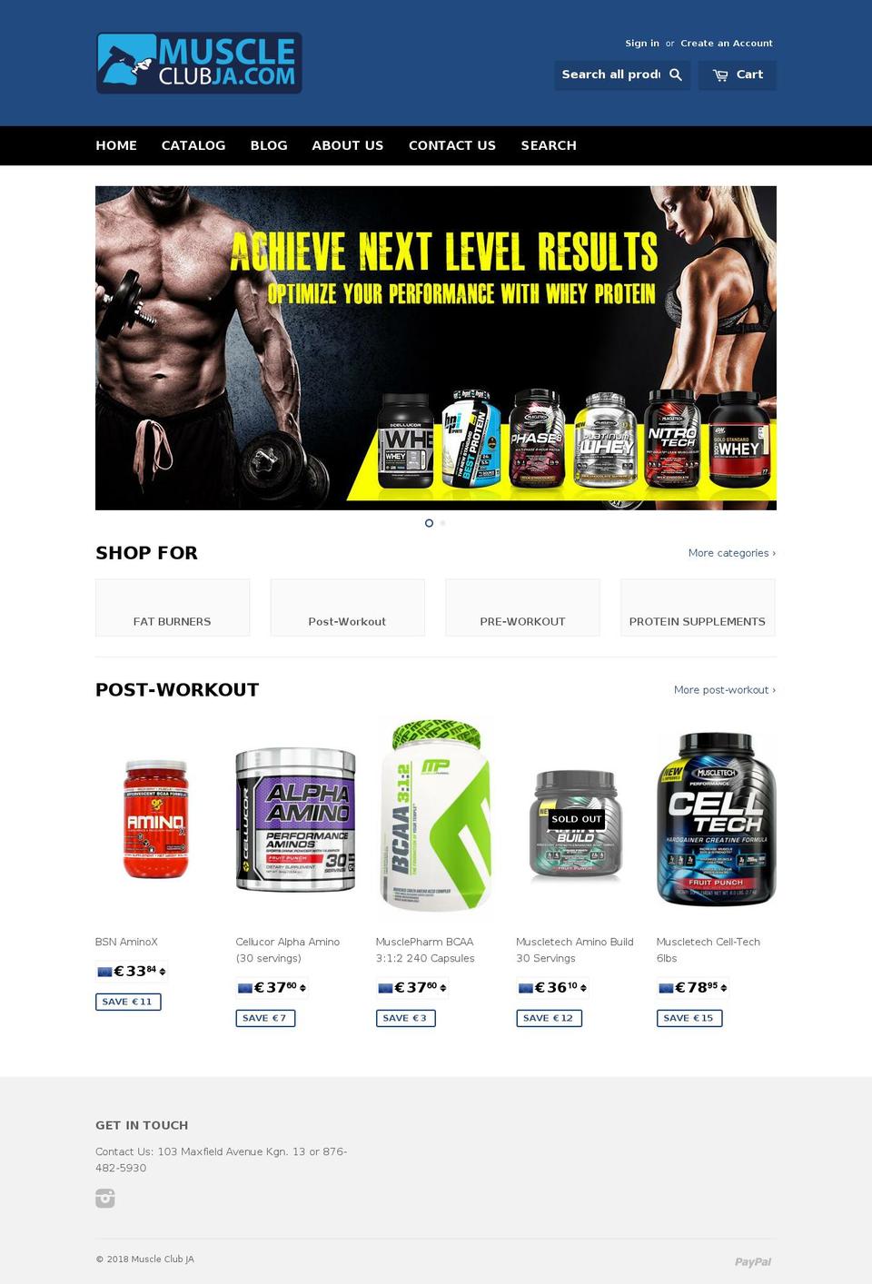 muscleclubja.com — Shopify storefront screenshot