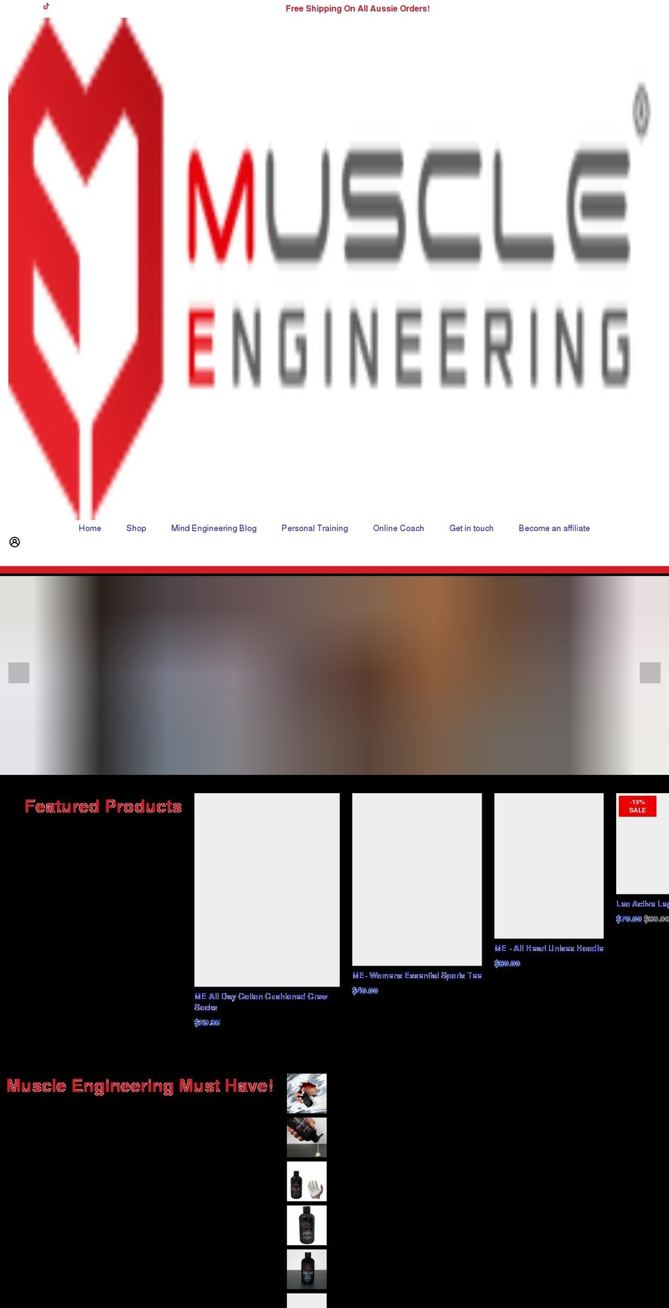 muscleengineering.com.au shopify website screenshot