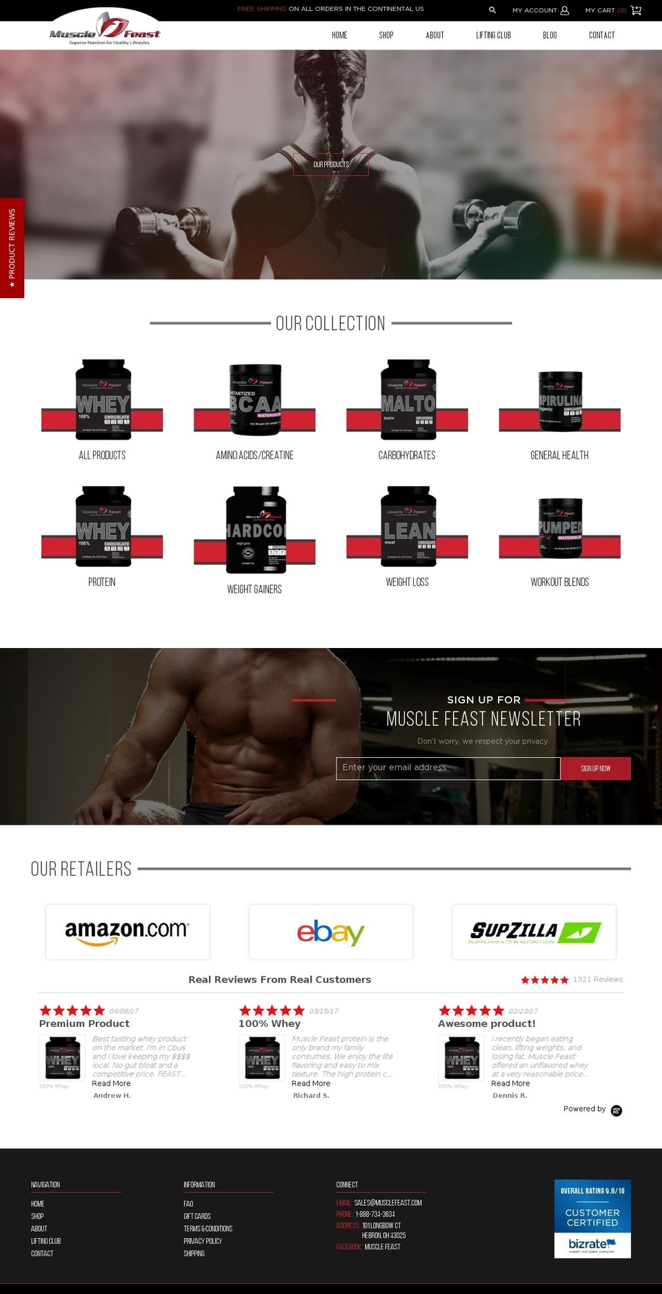 musclefeast.net shopify website screenshot