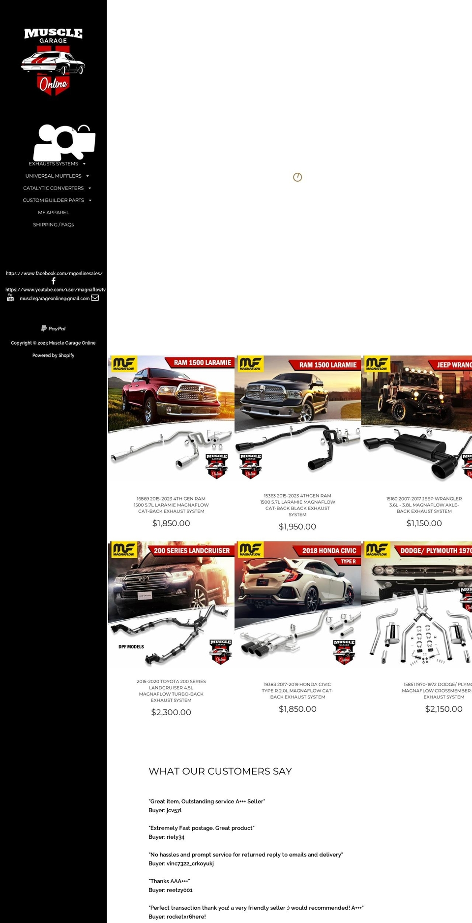 musclegarageonline.com.au shopify website screenshot