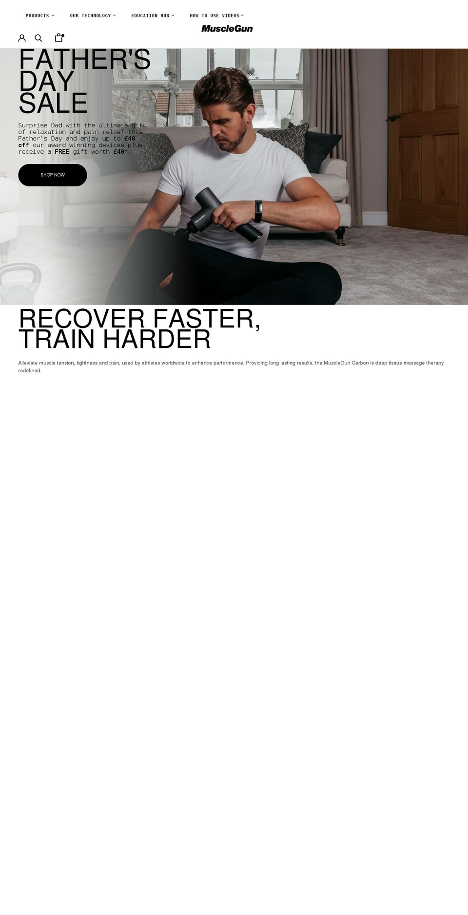 muscleguns.co.uk shopify website screenshot