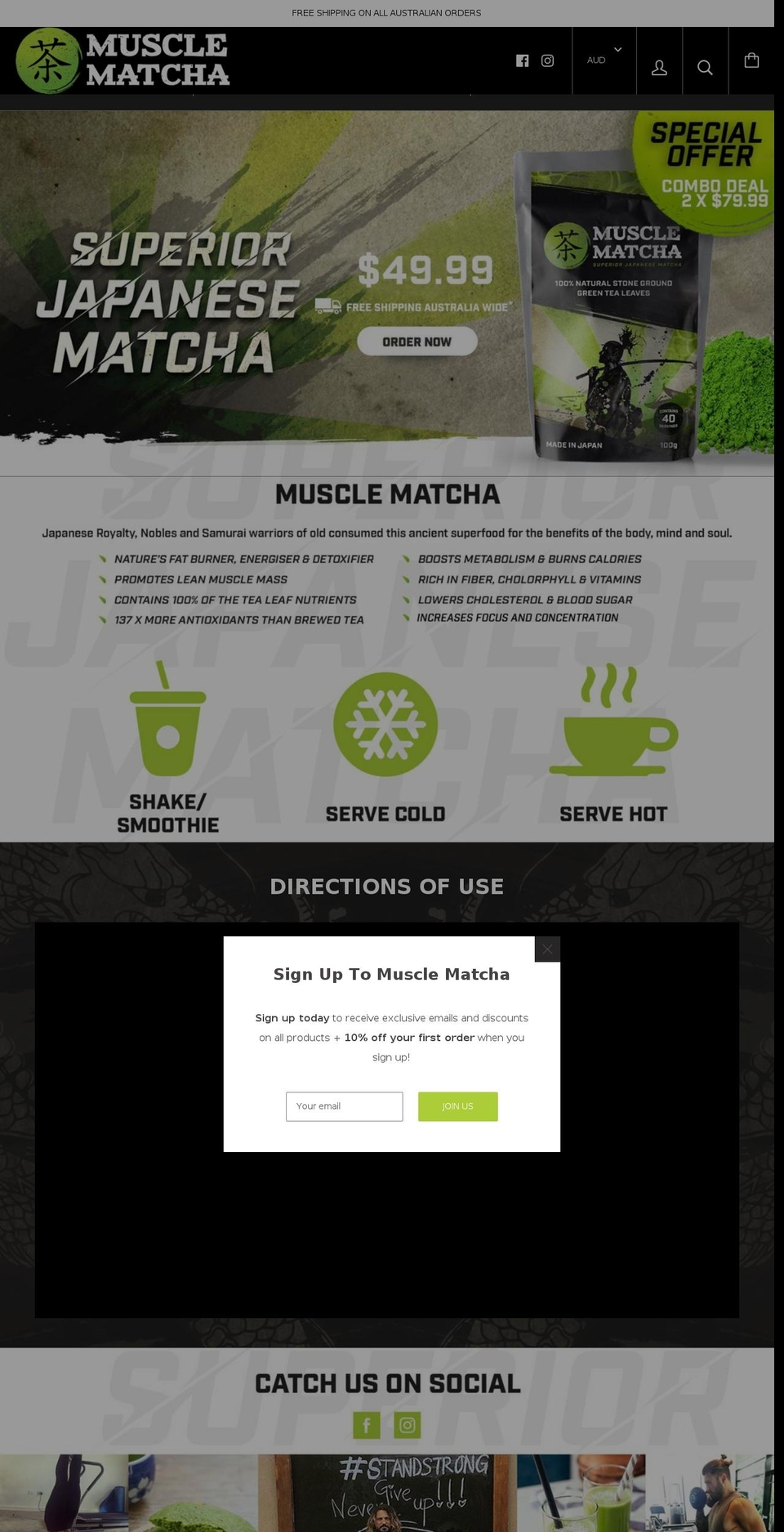 musclematcha.com shopify website screenshot