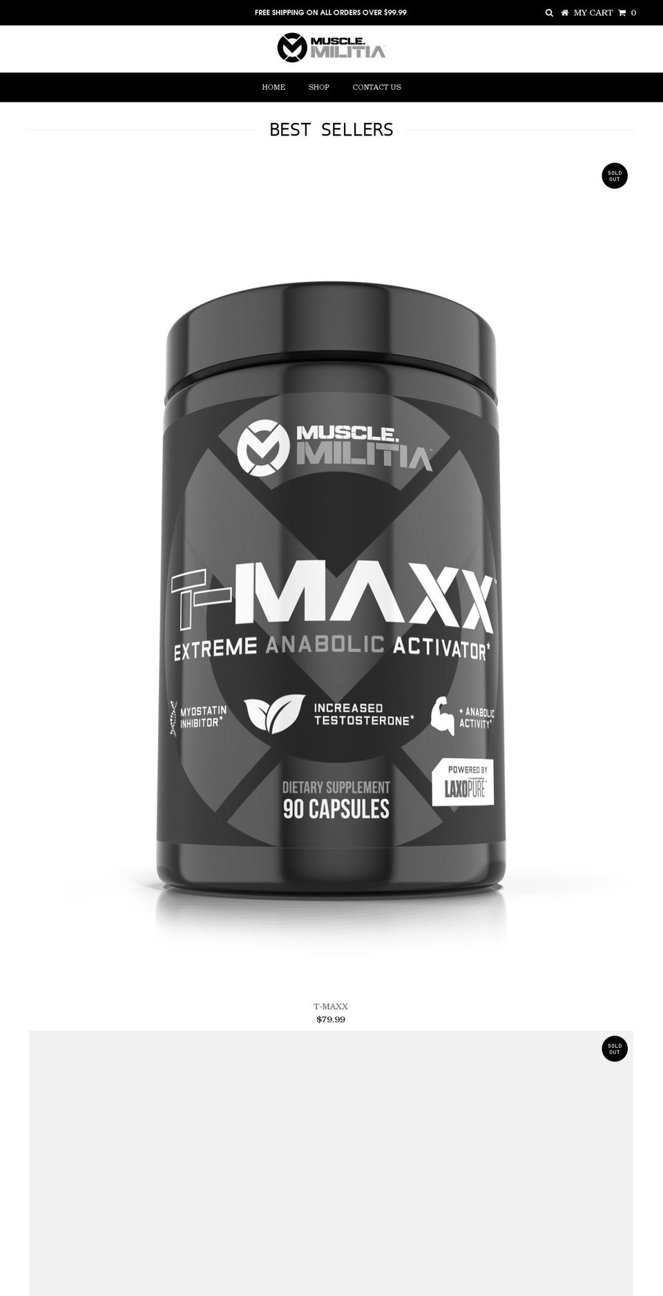 musclemilitia.com shopify website screenshot