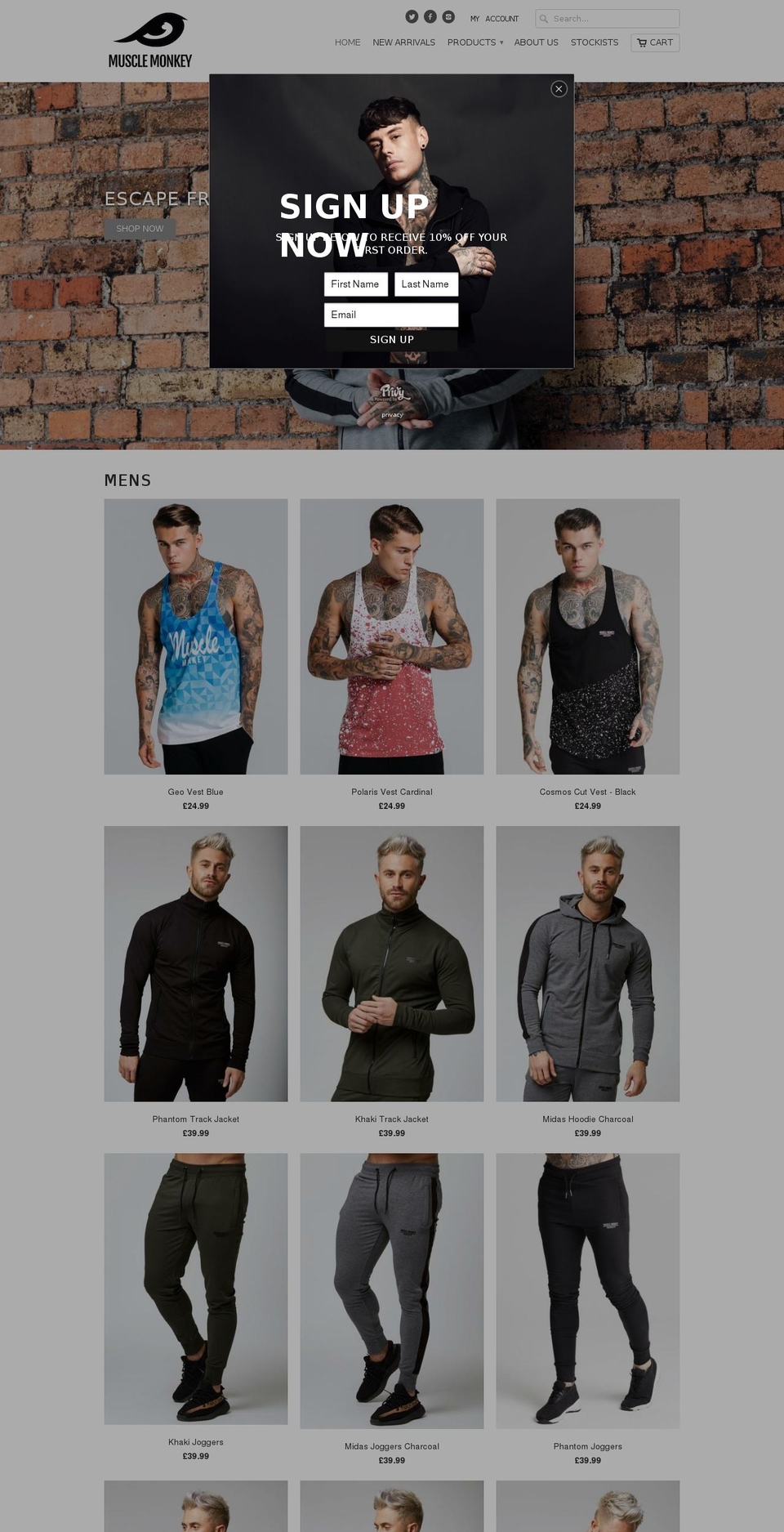 musclemonkeygymwear.com shopify website screenshot