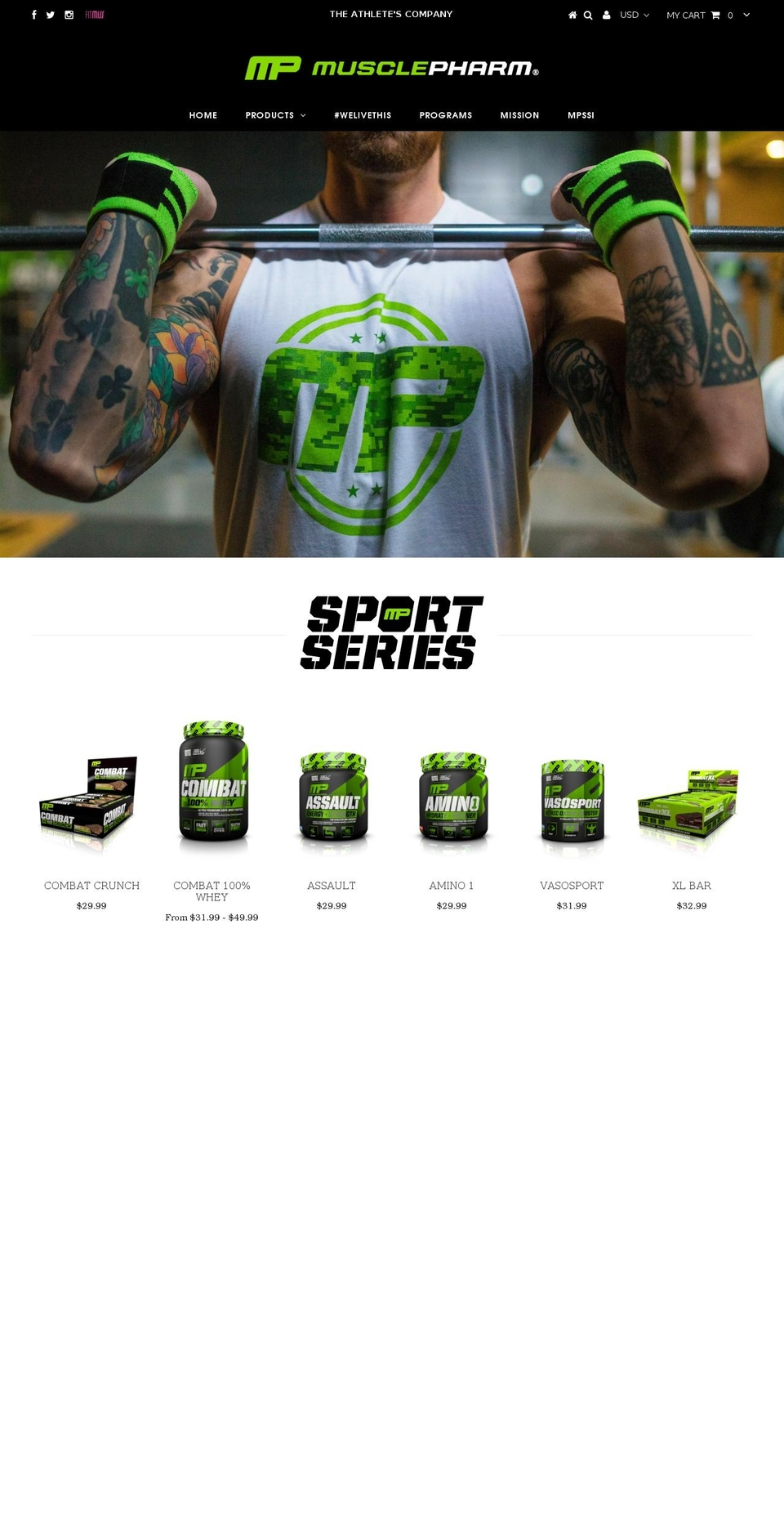 musclepharmpowered.com shopify website screenshot