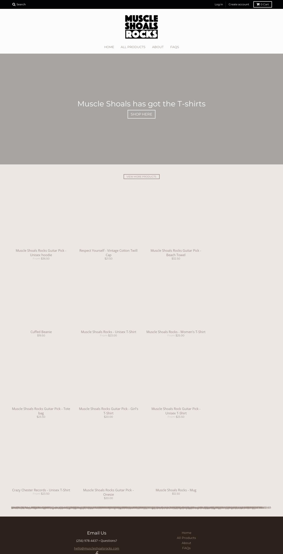 muscleshoalsrocks.com — Shopify storefront screenshot