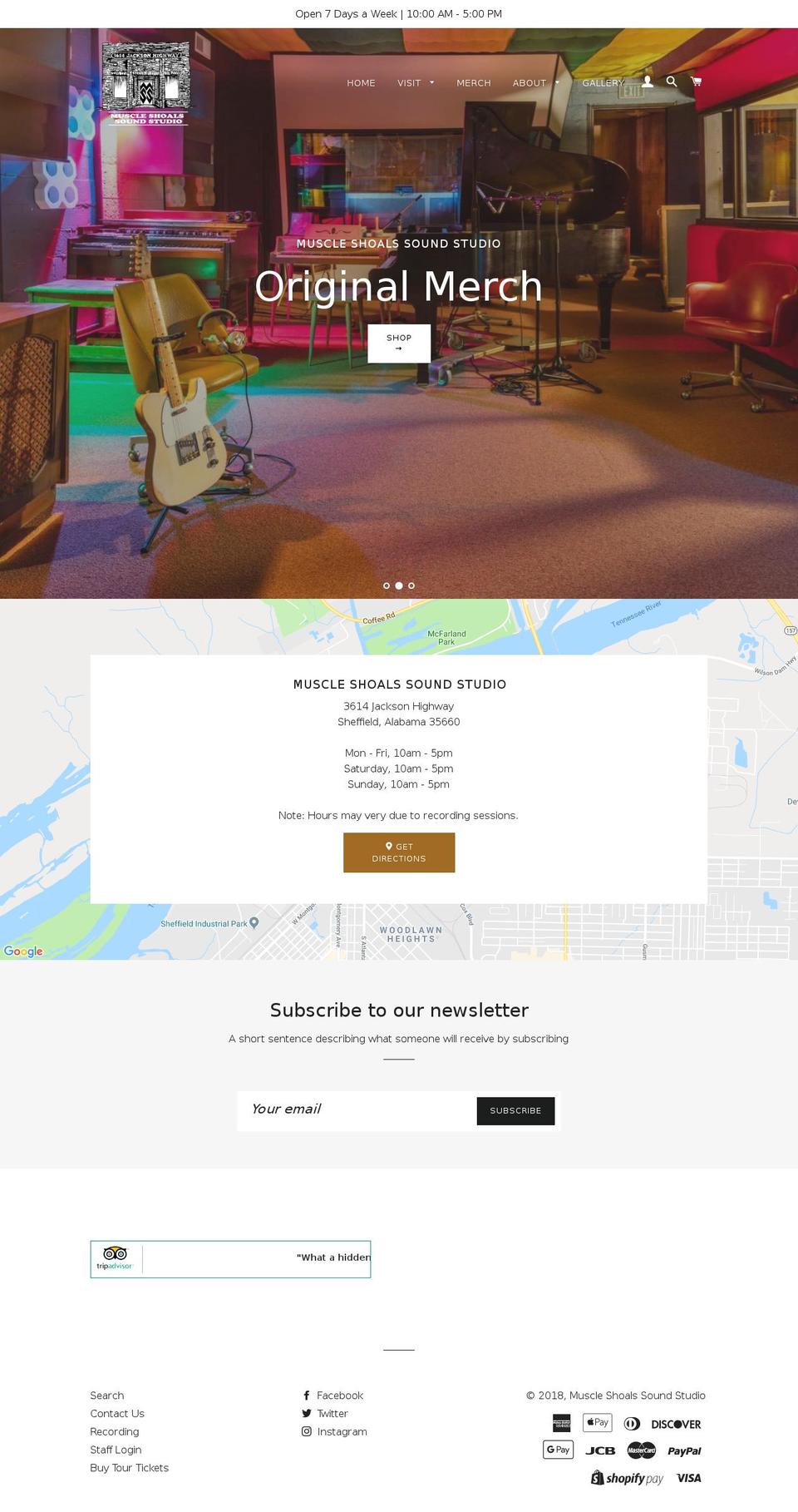 muscleshoalssoundstudio.org shopify website screenshot