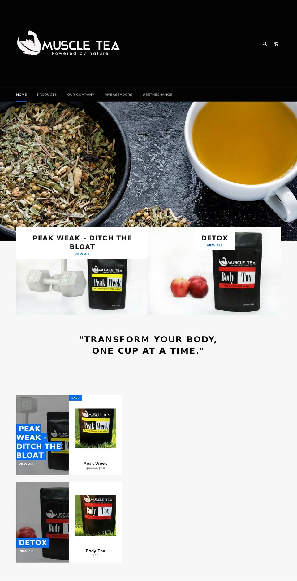 muscletea.org shopify website screenshot
