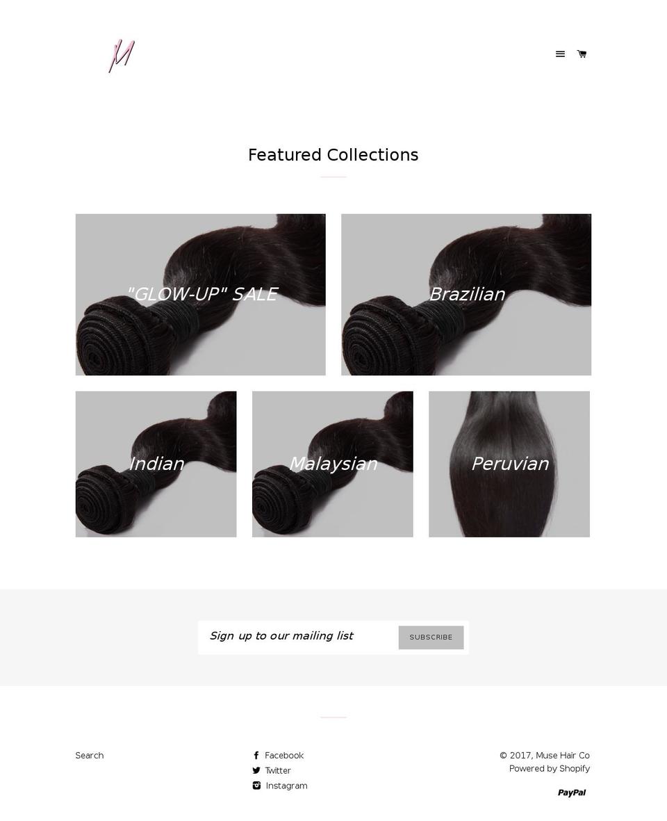 musehaircompany.com shopify website screenshot