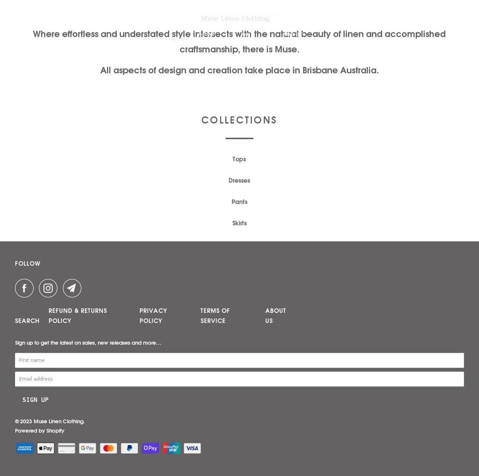 muselinenclothing.com shopify website screenshot