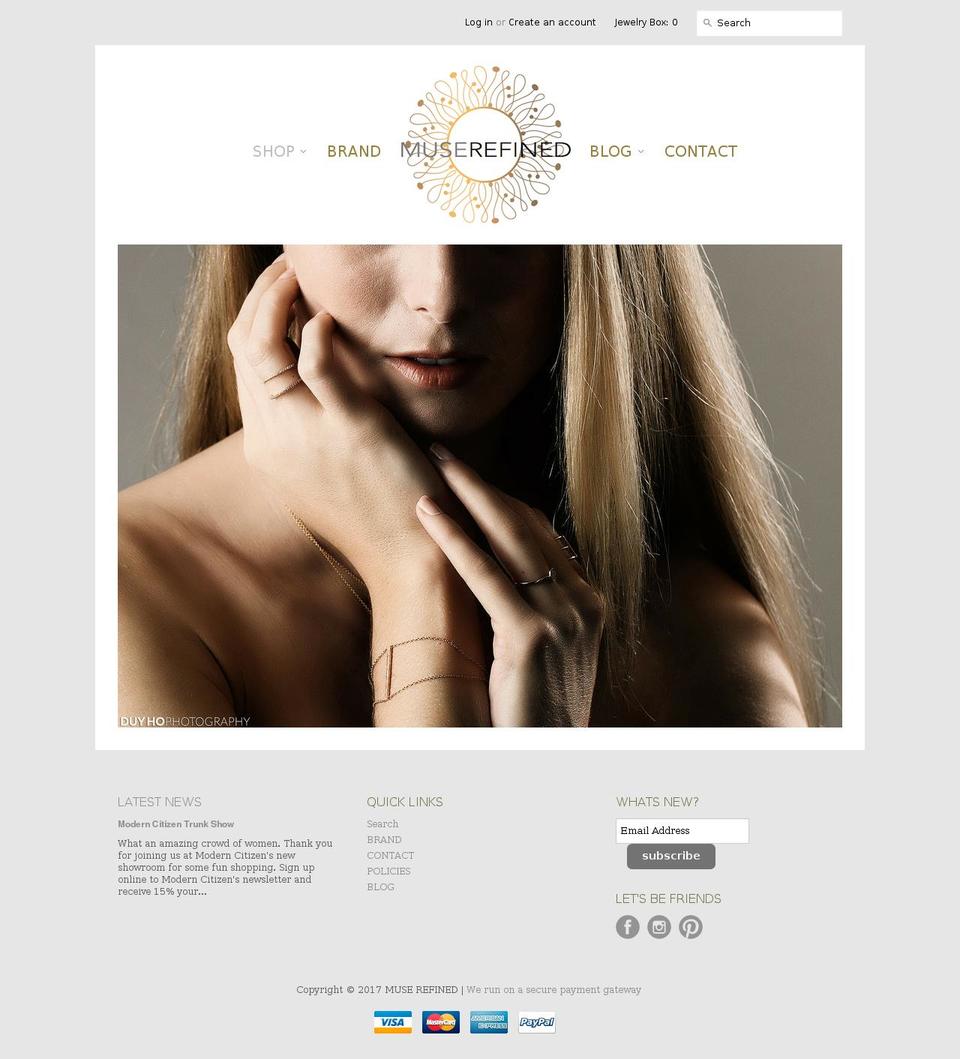 muserefined.com shopify website screenshot