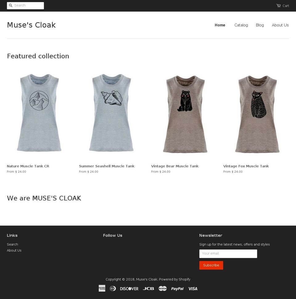 musescloak.com — Shopify storefront screenshot