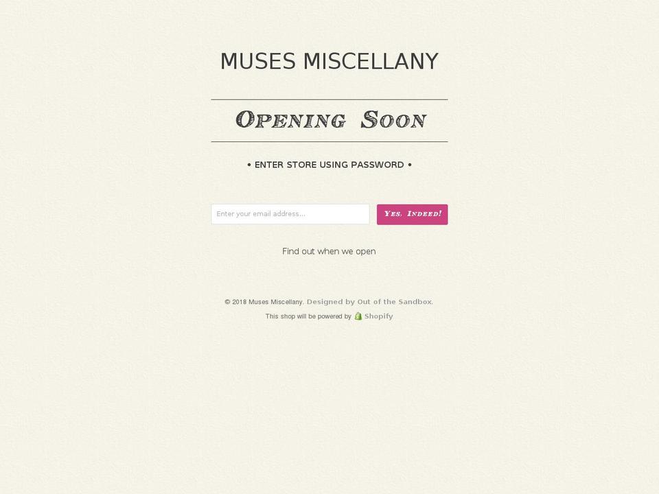 musesmiscellany.com — Shopify storefront screenshot