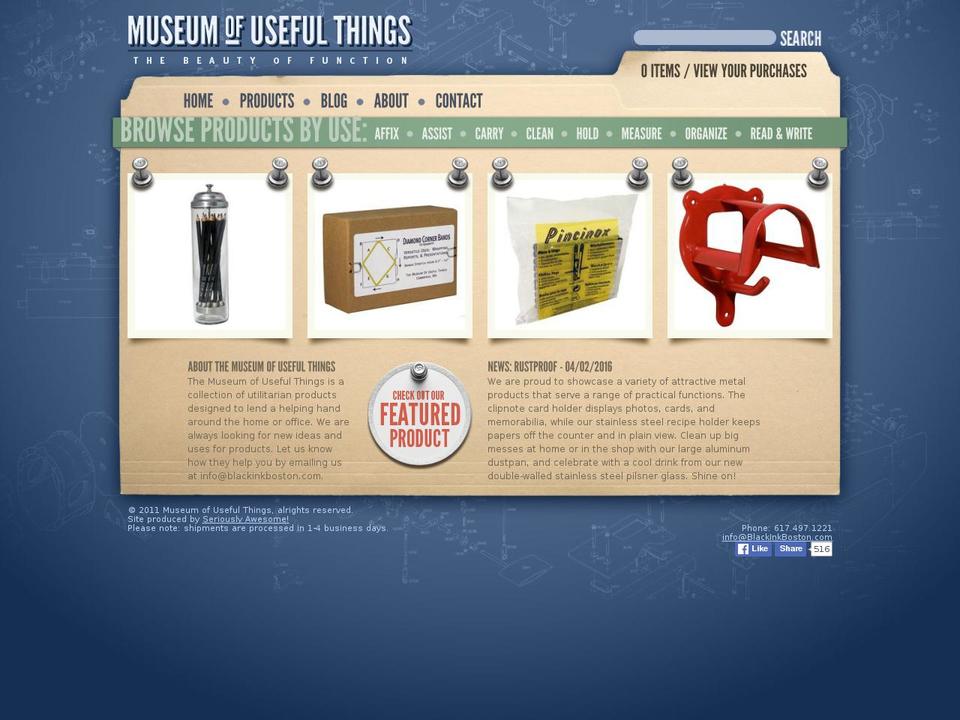 museumofusefulthings.com shopify website screenshot