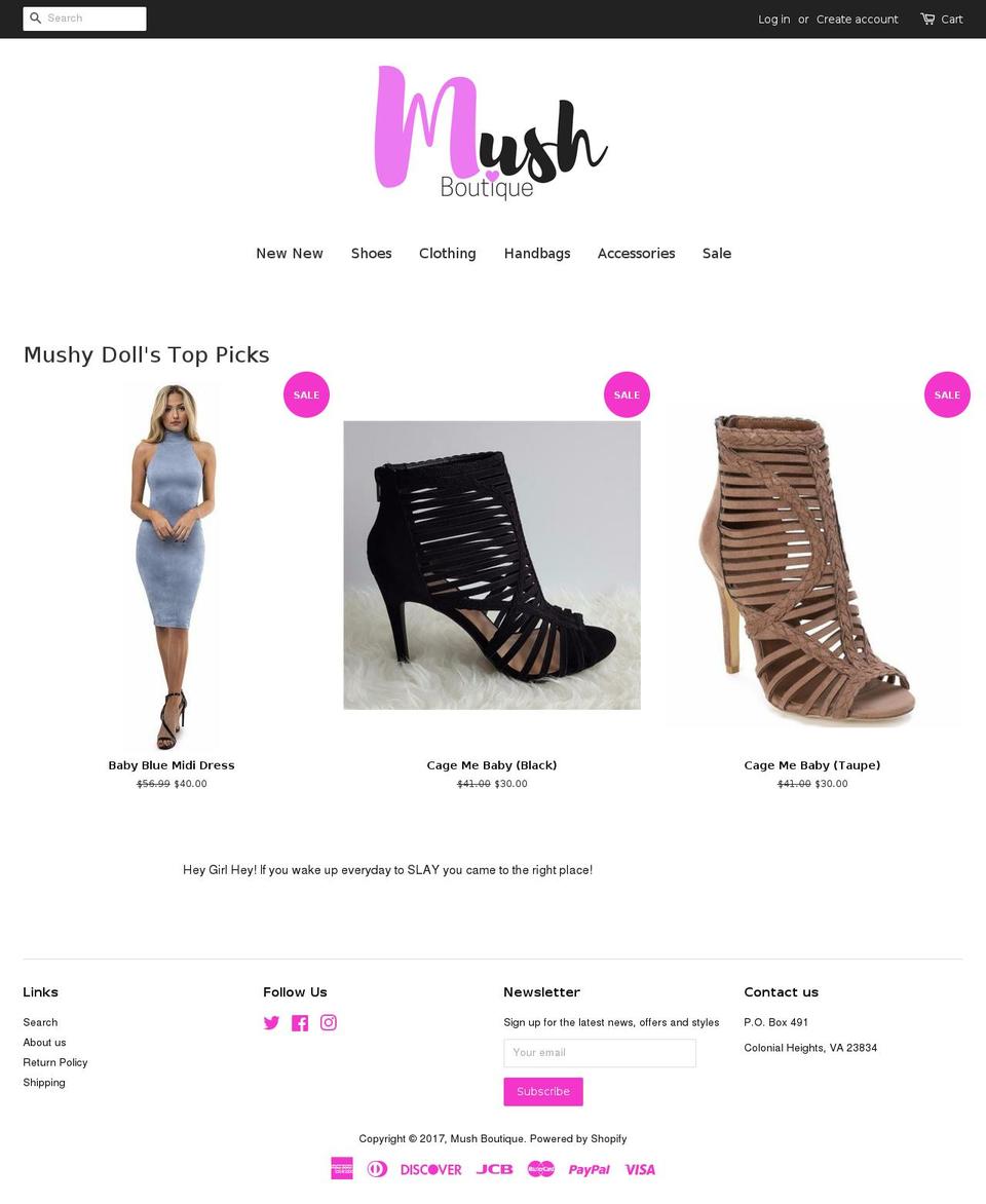 mushboutique.com shopify website screenshot